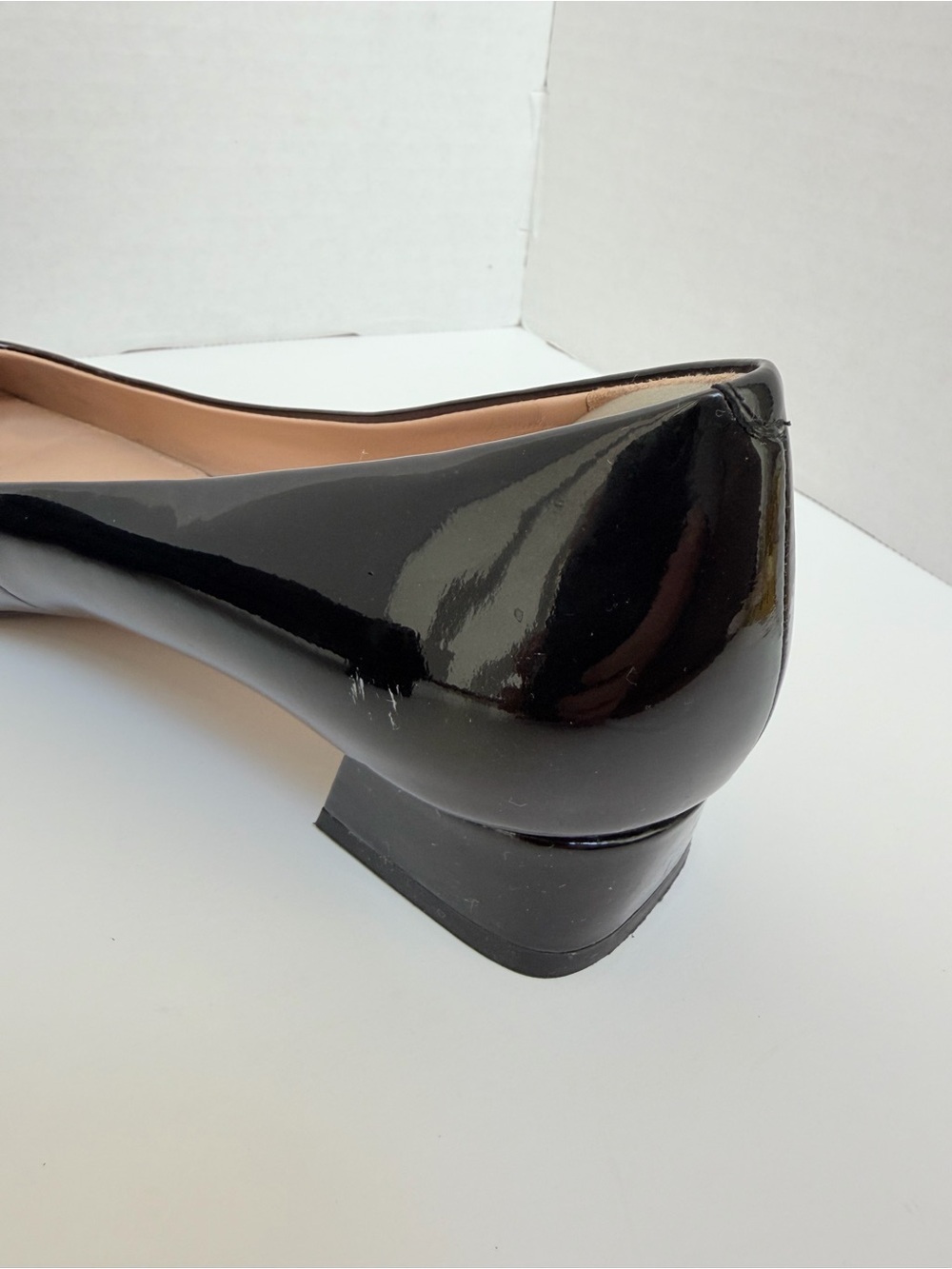 Tory Burch Gigi Pump Square Toe Block Heels Patent Leather Black Gold Size 8.5 - Picture 12 of 14